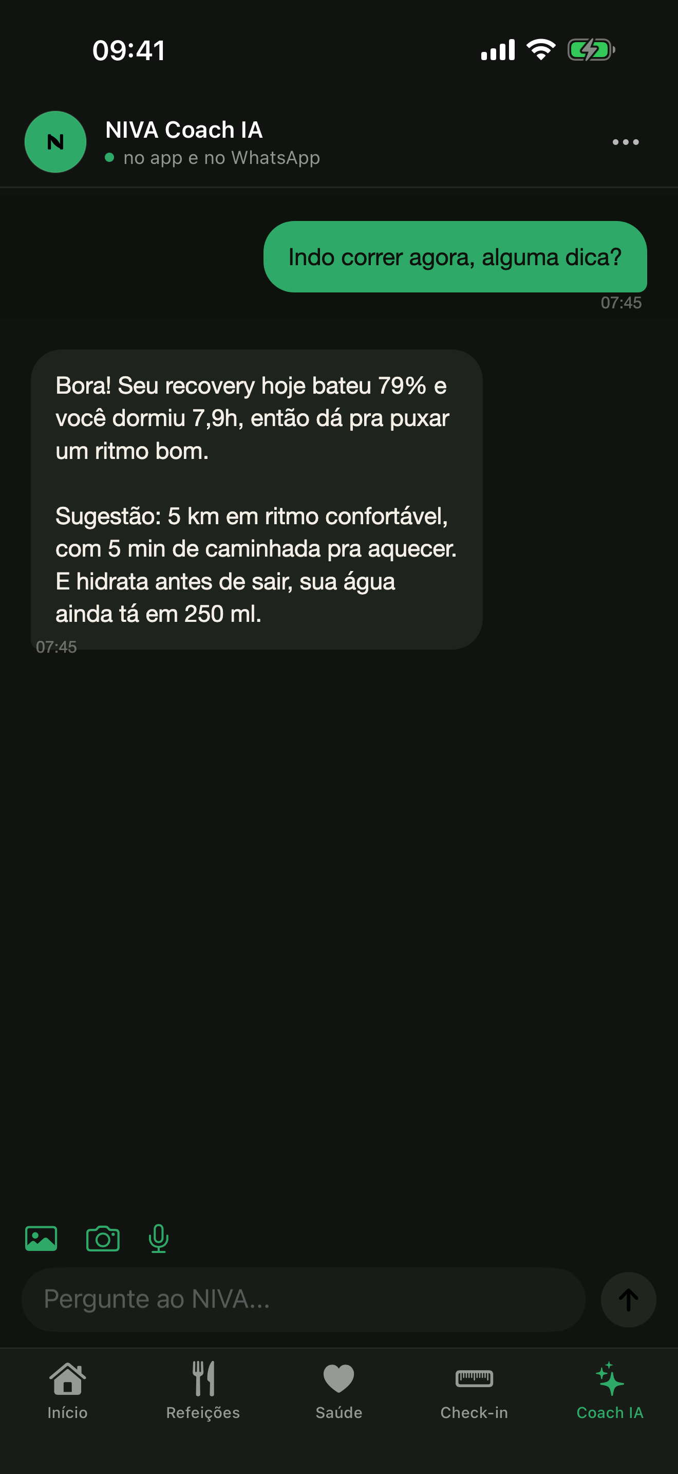 Chat com Coach IA no NIVA